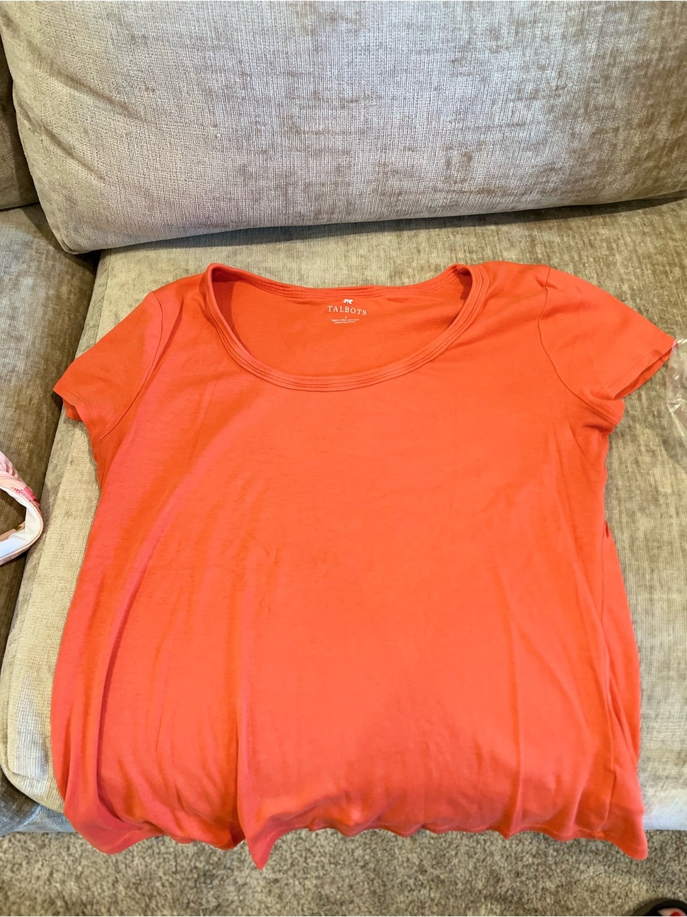 Talbots Coral Short Sleeve Scoop Neck Tee